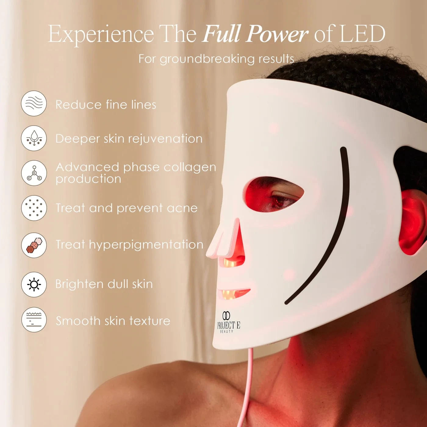 Project E Beauty Skin Care LumaLux Face | Pro LED Light Therapy Mask