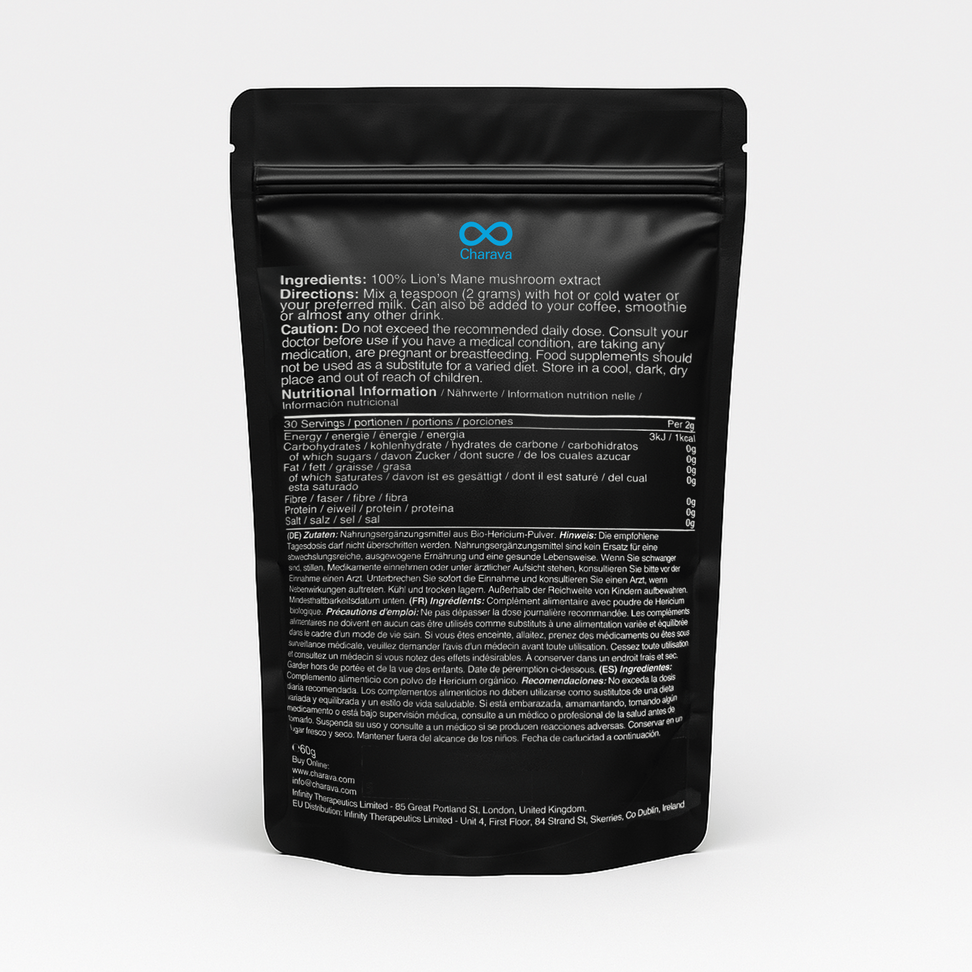 Lion's Mane Powder - 60 Grams - 30 Servings Vitamins & Supplements Charava charava-vitamins-supplements-lion-s-mane-powder-60-grams-30-servings-1179365150