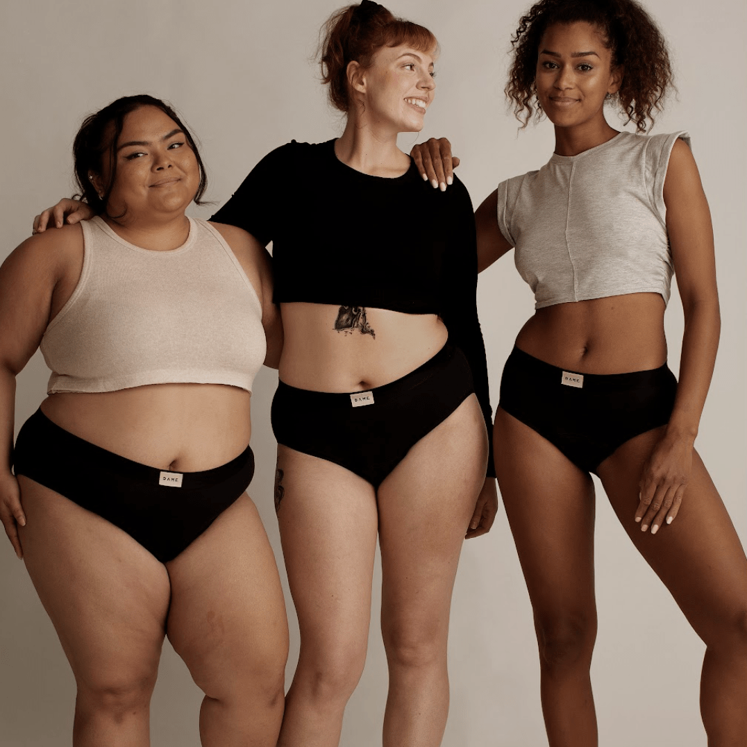 DAME Period Pant - High Waist Comfort in black, designed for heavy flow with absorbent organic cotton. Leak-proof fit for all-day freshness.