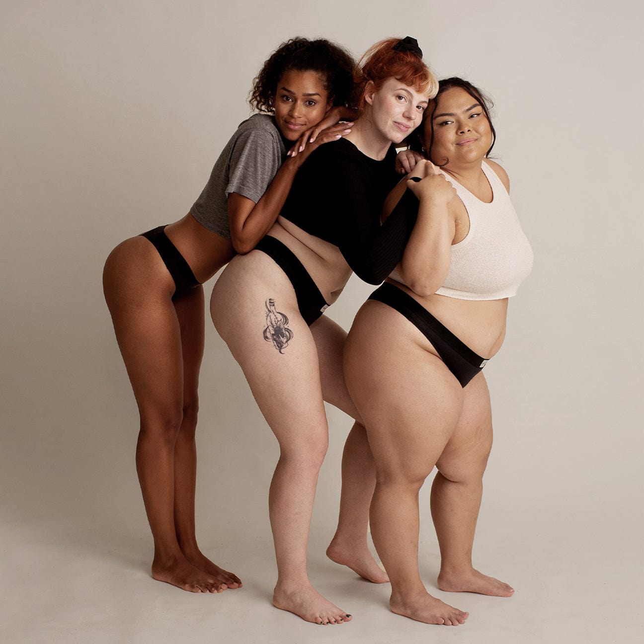 Thong Period Pant from 4 Pack Bundle by DAME in black, made with soft organic cotton and leak-proof layers for eco-friendly period protection.
