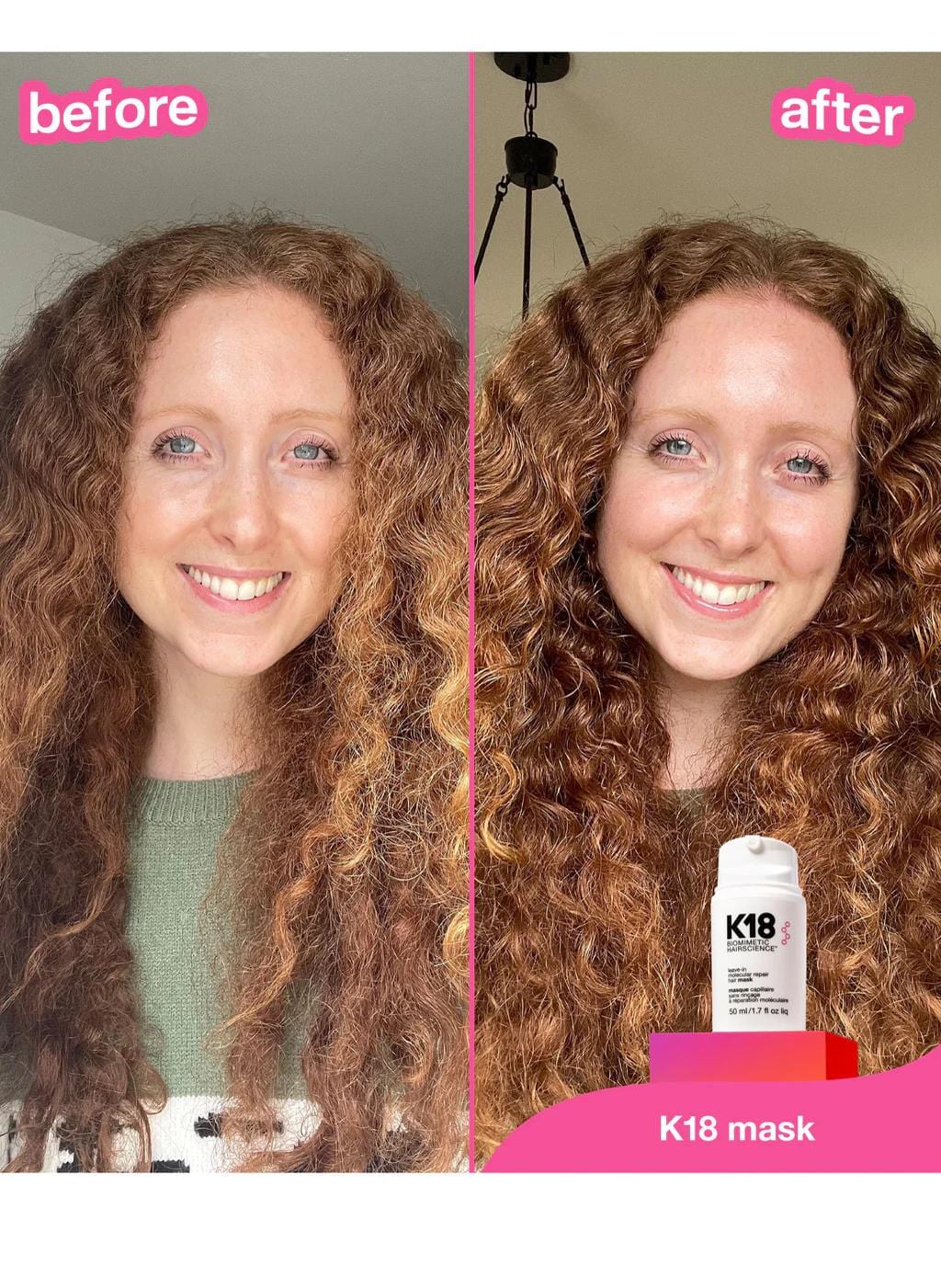 K18 Hair Mask Repair & Restore | Molecular Keratin Care in 50ml bottle with box. Leave-in treatment for damaged, bleached, or chemically treated hair.