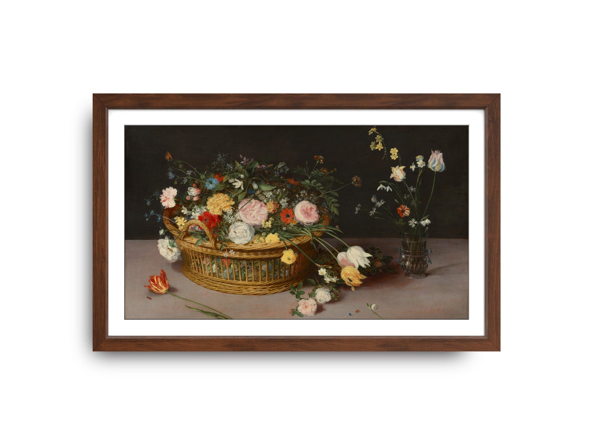 Vieunite Textura Digital Canvas - Art Display | 27-Inch, Wood Frame in four finishes showing various artworks including flowers and abstract art.