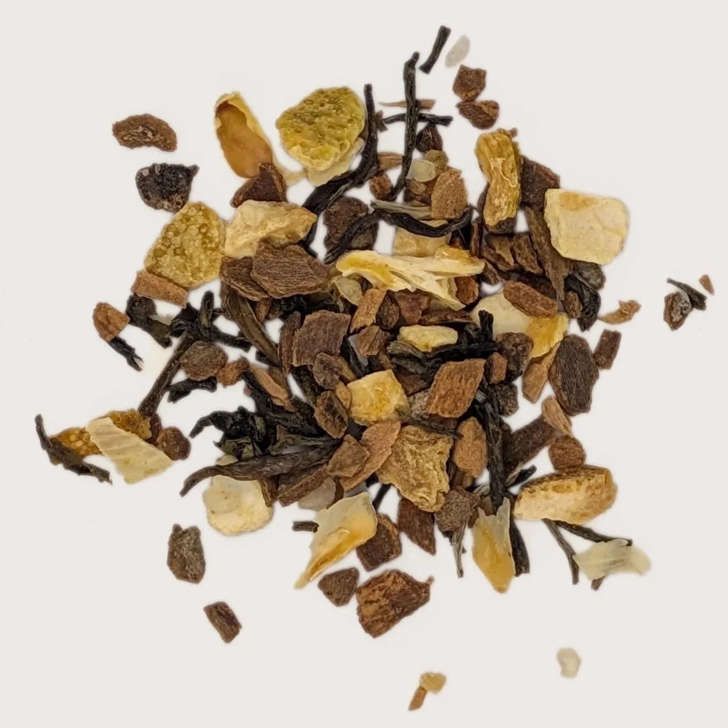Lunar Incense - Sandalwood Cinnamon Orange blend in white container with loose botanical incense mix, ideal for calming home rituals.
