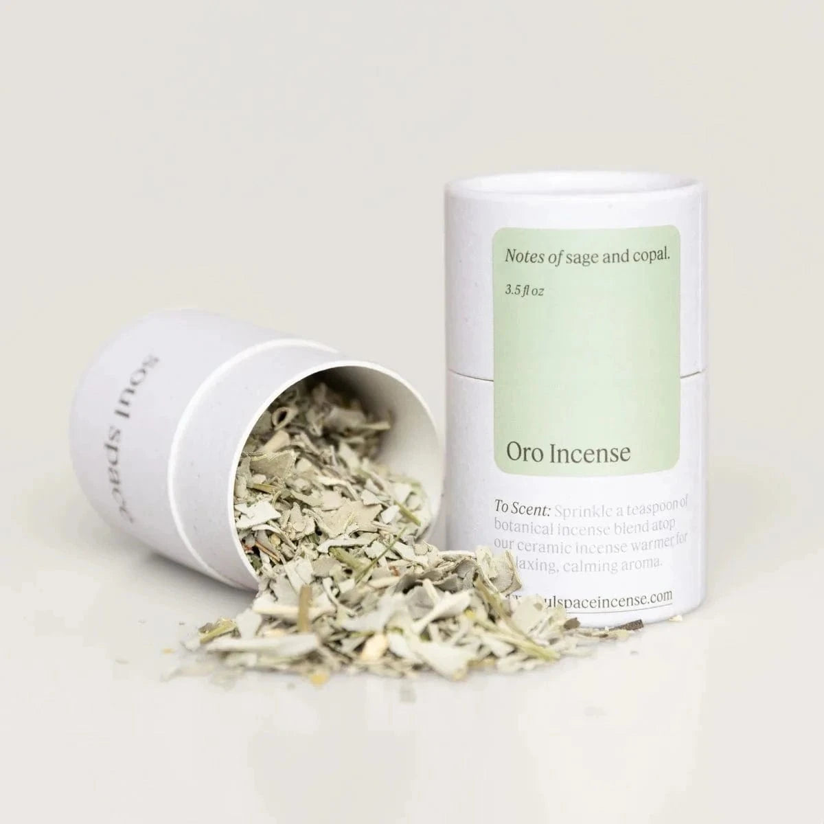 Oro Incense White Sage & Sweetgrass blend in eco-friendly tube packaging, ideal for purifying rituals and mindful home aromatherapy.